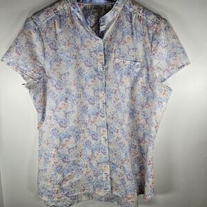 Vintage L.L.Bean Women's Floral Short Sleeve Button Up Top
